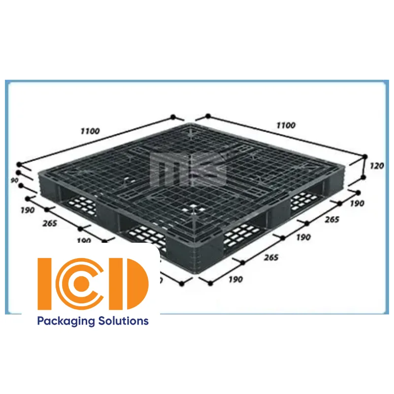 Pallet nhựa xuất khẩu 1100x1100x120 mm màu đen