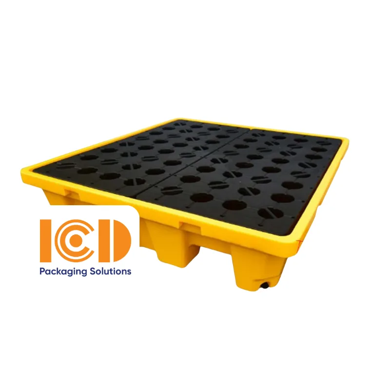 Pallet nhựa chống tràn 4 phuy 1300x1300x300 mm